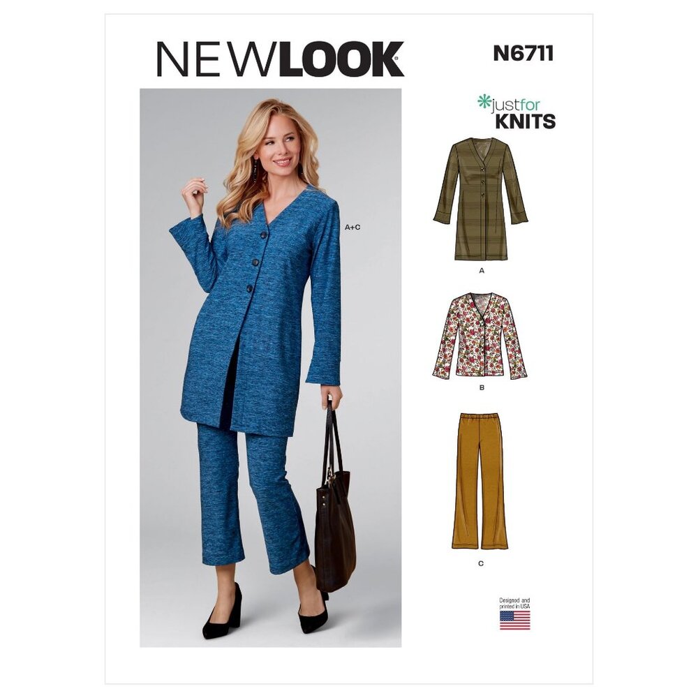New Look N6711 Womens Knitwear Sewing Pattern Cardigan Pants Set Sizes‎ 8-20